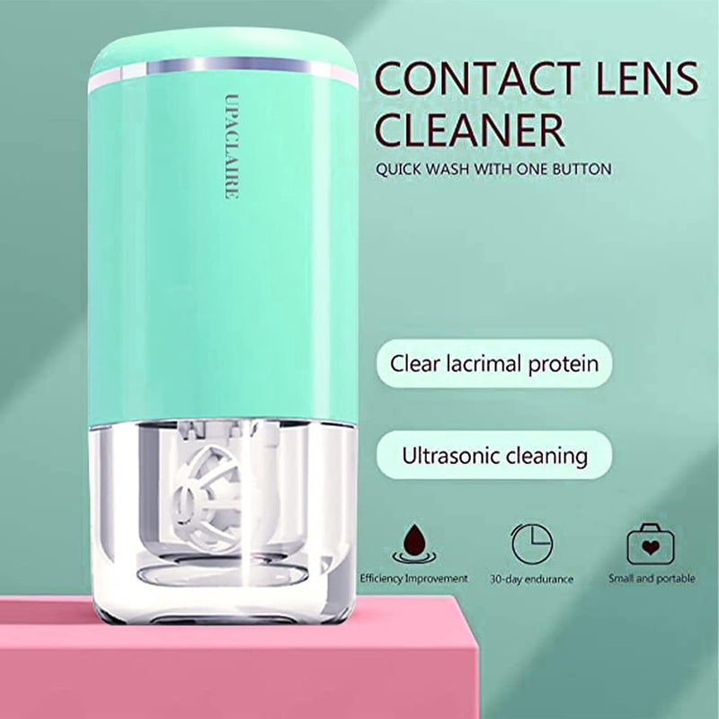 UpaClaire Ultrasonic Contact Lens Cleaner, Intelligent Cleaning Machine for Soft and Rigid (RGP) Contact Lenses, Green - Image 4